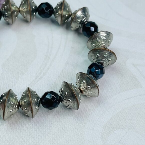 Beaded Bracelet Blue Silver Colors - Picture 4 of 7